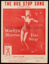 4p271 BUS STOP sheet music '56 different image of sexy Marilyn Monroe, The Bus Stop Song!