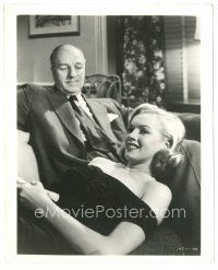 4p143 ASPHALT JUNGLE 8.25x10.25 still R50s sexy young Marilyn Monroe laying on Louis Calhern's lap!
