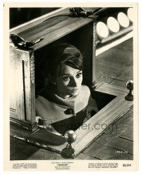 4p470 CHARADE 8x10 still '63 close up of Audrey Hepburn watching stage from inside box!