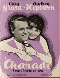 4p546 CHARADE Danish program '64 different images of Cary Grant & sexy Audrey Hepburn!