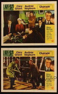 4p467 CHARADE 4 LCs '63 Stanley Donen, tough guy Cary Grant & sexy Audrey Hepburn!