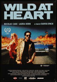4r060 WILD AT HEART Aust 1sh '90 David Lynch, sexiest image of Nicolas Cage & Laura Dern!