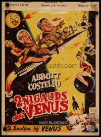 4r244 ABBOTT & COSTELLO GO TO MARS Belgian '53 art of wacky astronauts Bud & Lou in outer space!