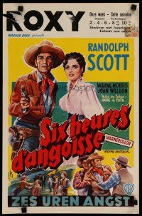 4r295 RIDING SHOTGUN Belgian '54 Belinsky art of cowboy Randolph Scott with smoking gun!
