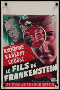 4r299 SON OF FRANKENSTEIN Belgian R50s art of Boris Karloff as the monster, Basil Rathbone!