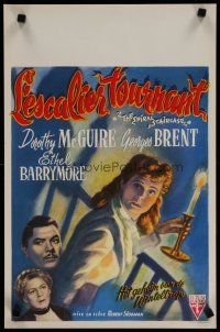 4r301 SPIRAL STAIRCASE Belgian 1947 art of Dorothy McGuire, George Brent & Ethel Barrymore!