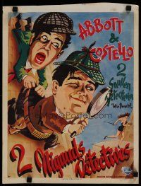 4r325 WHO DONE IT Belgian R1950s wacky Bud Abbott & Lou Costello w/magnifying glass!