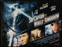 4r799 SKY CAPTAIN & THE WORLD OF TOMORROW advance DS British quad '04 Law, Paltrow, Angelina Jolie!