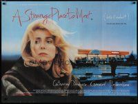 4r817 STRANGE PLACE TO MEET British quad '88 pretty Catherine Deneuve, Gerard Depardieu!