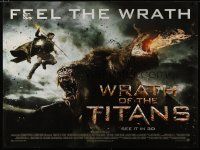 4r846 WRATH OF THE TITANS DS British quad '12 image of Sam Worthington vs enormous titan!