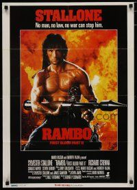 4r145 RAMBO FIRST BLOOD PART II/WITNESS 2-sided Japanese commercial poster '85 Stallone, Ford!
