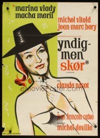 4r331 ADORABLE MENTEUSE Danish '62 Stevenov art of Mariana Vlady, Macha Meril, French comedy!
