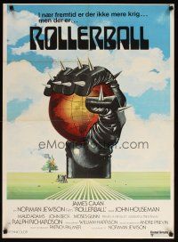 4r402 ROLLERBALL Danish '75 James Caan, John Houseman, cool different artwork!