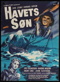4r408 SON OF THE SEA Danish '49 Per Oscarsson, Wenzel art of ship in rough water!