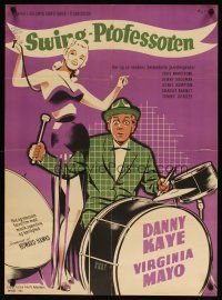 4r409 SONG IS BORN Danish '50 artwork of drummer Danny Kaye & sexy Virginia Mayo!