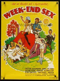 4r426 WEEK-END SEX Danish '76 Dieter Assman, wacky & sexy artwork of scantily-clad women!
