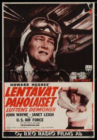 4r168 JET PILOT Finnish '57 John Wayne flies with the Screaming Eagles, Janet Leigh, Howard Hughes