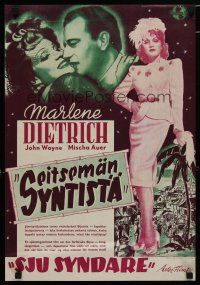 4r181 SEVEN SINNERS Finnish '40 image of Marlene Dietrich & she's kissing John Wayne too!