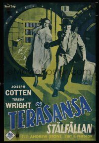 4r183 STEEL TRAP Finnish '52 Joseph Cotton & Teresa Wright stealing a million dollars!