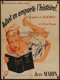 4r550 AUTANT EN EMPORTE L'HISTOIRE French 23x32 '49 art of sexy woman reading w/bust of Hitler!