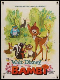 4r552 BAMBI French 23x32 R60s Walt Disney cartoon deer classic, great art with Thumper & Flower!