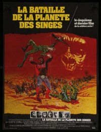 4r553 BATTLE FOR THE PLANET OF THE APES French 23x32 '73 sci-fi art of war between apes & humans!