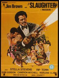 4r613 SLAUGHTER French 23x32 '72 AIP, G. Akimoto art of Jim Brown & sexy Stella Stevens!