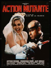 4r667 MUTANT ACTION French 15x21 '92 Accion mutante, image of bride with bloody knife & groom!