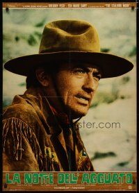4r237 STALKING MOON Italian 27x37 pbusta '68 close-up of tough cowboy Gregory Peck!