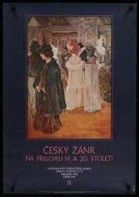 4r073 CESKY ZANR 23x33 Czech museum exhibition '79 Karel Spillar artwork of people at art exhibit!