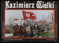 4r446 KAZIMIERZ WIELKI Polish 23x33 '76 cool image of King on horseback w/troops!
