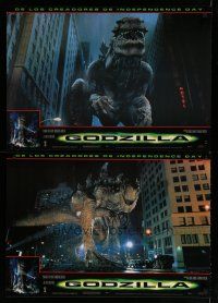 4r107 GODZILLA set of 4 Spanish '98 Roland Emmerich American remake, cool monster images!