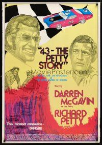 4s013 43: THE RICHARD PETTY STORY 1sh '72 NASCAR race car driver Darren McGavin!