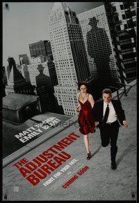 4s020 ADJUSTMENT BUREAU teaser DS 1sh '11 cool image of Matt Damon & sexy Emily Blunt on the run!