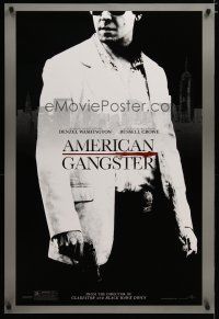 4s033 AMERICAN GANGSTER teaser DS 1sh '07 close-up of Russell Crowe, Ridley Scott directed!