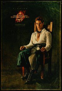 4s003 HUNGER GAMES: CATCHING FIRE teaser DS 1sh '13 Sam Claflin as Finnick seated in chair!