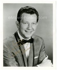 4t581 DONALD O'CONNOR signed 8x10 REPRO still '80s head & shoulders portrait wearing suit & bow tie!