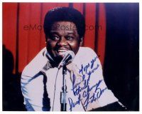 4t596 FATS DOMINO signed color 8x10 REPRO still '80s wonderful close up singing into microphone!