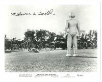 4t688 MELBOURNE A. ARNOLD signed 8x10 REPRO still '80s Gort w/ tank - The Day the Earth Stood Still