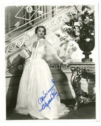 4t696 MYRNA LOY signed 8x10 REPRO still '90 full-length portrait in fabulous white dress!