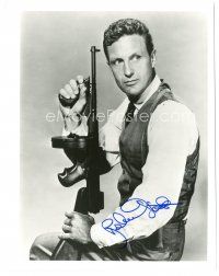 4t740 ROBERT STACK signed 8x10 REPRO still '90s w/ Thompson submachine gun as Eliot Ness!
