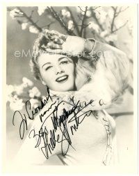 4t755 SHELLEY WINTERS signed 8x10 REPRO still '90s waist-high smiling portrait with hand on head!