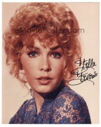 4t767 STELLA STEVENS signed color 8x10 REPRO still '80s head & shoulders portrait wearing lace top!