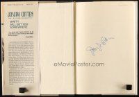 4t131 JOSEPH COTTEN signed hardcover book '87 his autobiography Vanity Will Get You Somewhere!