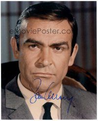 4t754 SEAN CONNERY signed color 8x10 REPRO still '90s head & shoulders close up wearing suit & tie!