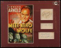 4t035 MEET NERO WOLFE 3 signed cut album pages in 11x14 display '36 by Arnold, Jory AND Stander!