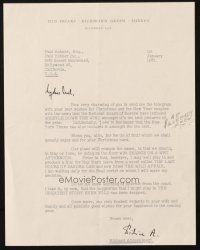 4t055 RICHARD ATTENBOROUGH signed letter '63 thanking Paul Kohner for Christmas gifts!
