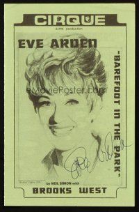 4t104 EVE ARDEN signed stage play program '70s when she appeared in Barefoot in the Park!