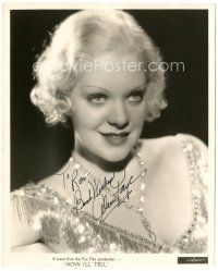 4t259 ALICE FAYE signed 8x10 still '34 beautiful portrait in shimmering dress from Now I'll Tell!