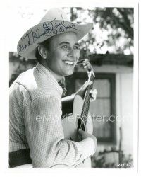 4t529 ART DAVIS signed 8x10 REPRO still '90s cool smiling western portrait with guitar!